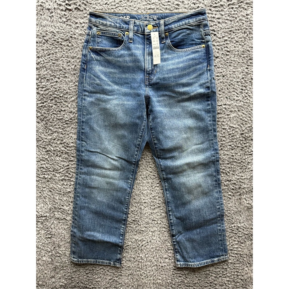 NWT J. Crew Mid Rise Slim Boyfriend‎ Denim Jean Medium Wash Blue Womens Size P25